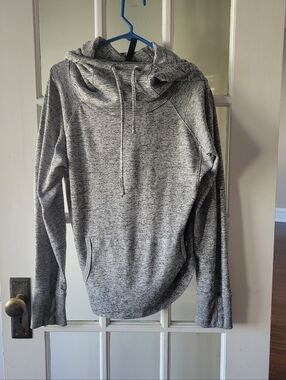 90 Degree by Reflex Butter Gray Fleece Pullover Crew Neck Hoodie Size Large Gym